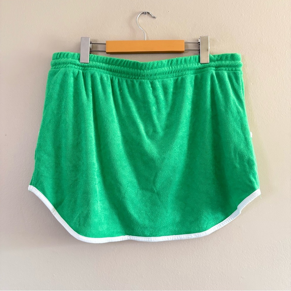 Lavon Green Terry Cloth Mini Skirt with White Trim - Picture 9 of 11